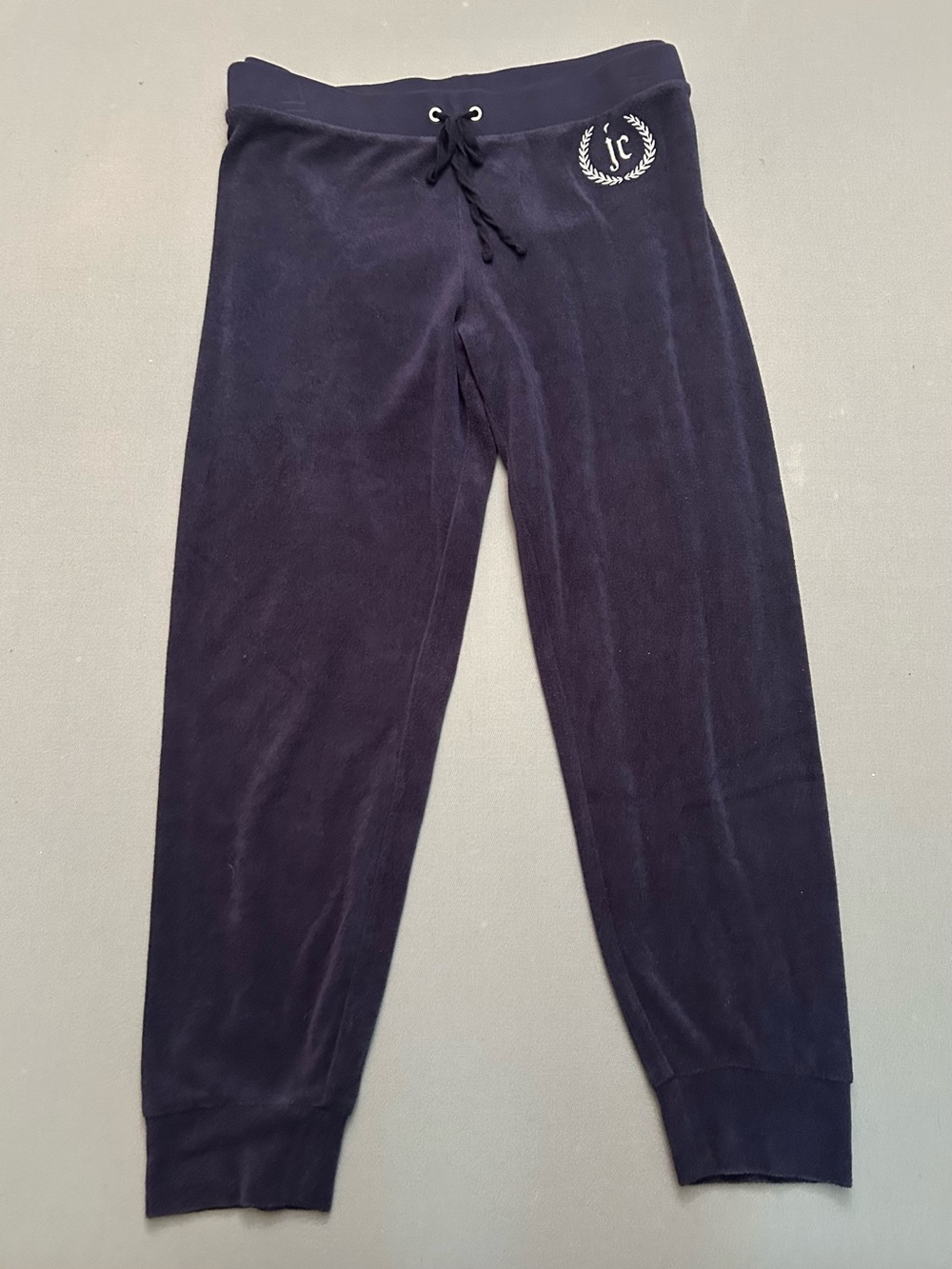 Juicy Couture Velour Lounge Joggers with Crest Logo - Dark Navy - Picture 1 of 5